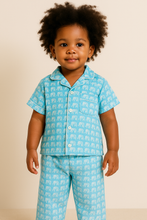 Carica l'immagine nel visualizzatore di Gallery, Pigiama e scamiciato bambini Elefanti Celeste