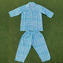 Carica l'immagine nel visualizzatore di Gallery, Pigiama e scamiciato bambini Elefanti Celeste