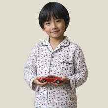Load image into Gallery viewer, Red fish&amp;bubbles kids and teen pajamas
