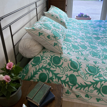 Load image into Gallery viewer, Suzani turquoise double bedspread
