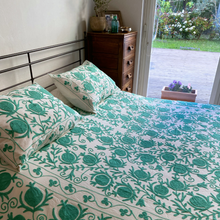 Load image into Gallery viewer, Suzani turquoise double bedspread
